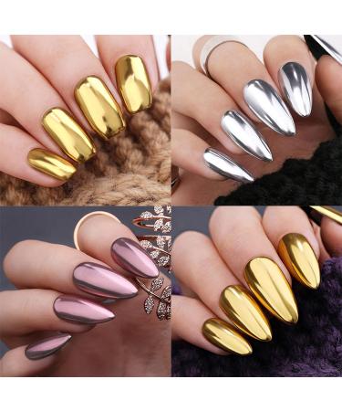 Chrome Nail Powder Set - Metallic Mirror Effect Holographic Iridescent Nail Pigment Glitter Art Decoration - 6 Jars Aurora Shell Chrome Powder - Buy Online on GoSupps.com