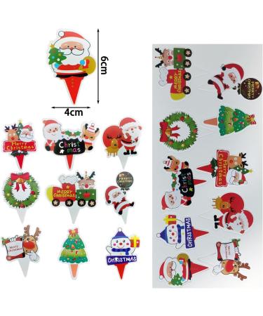 GULELAYAR 70PCS Christmas Cupcake Toppers Santa Claus Reindeer Snowman Cake Topper DIY Cake Insert Topper Christmas Toothpick Flags Cake Decorations for Christmas Party Holiday Supplies (B) - Buy Online on GoSupps.com