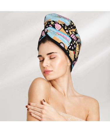 Buy Ice Cream Truck Microfiber Hair Towel - Soft Super Absorbent Coral Velvet Quick Dry Cap for Long Curly & Thick Hair - Buy Online on GoSupps.com