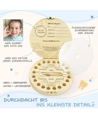 Qetlavee Wooden Tooth Box for Baby Teeth | Personalized Milk Tooth Jar & Souvenir | Perfect Storage Solution with Tweezers - Buy Online on GoSupps.com