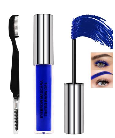 Blue Colored Mascara for Eyelashes Eyebrows Tinted Brow Mascara Waterproof Long Lasting Eyebrow Gel Lengthening Curl Non Clump Colorful Mascara Smudge-proof Thickening Brow Gel Eye Makeup for Women