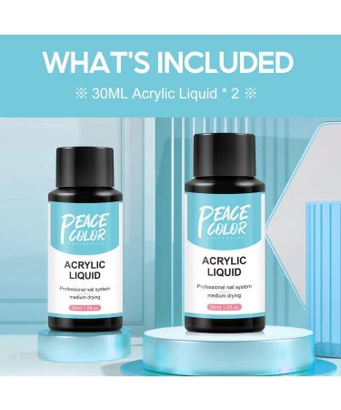 PEACECOLOR 2 x 30m Acrylic Nail Liquid for Acrylic Powder Professional Monomer Liquid for Acrylic Nail Non-Yellowing AC-28 - Buy Online on GoSupps.com