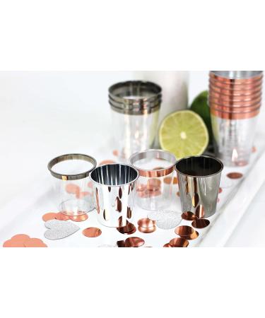 Just Artifacts 1oz Plastic Shot Glasses - Metallic Rose Gold Rim (120pcs) | 120 Count Pack - Buy Online on GoSupps.com