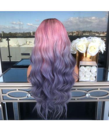 Battnot 28'' Synthetic Full Wig for Women - Long Curly Straight Hair in Gold Pink & Purple - Ideal for Cosplay & Parties - Buy Online on GoSupps.com