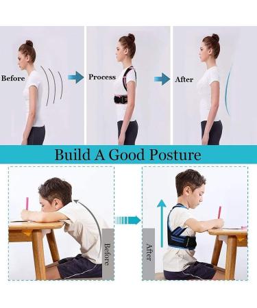 Posture Corrector for Kids and Teens Adjustable Upper Back Brace Posture Corrector with Soft Shoulder Pads and Elastic Belts Hunchback Corrector for Improve Slouching and Humpback Blue Large - Buy Online on GoSupps.com