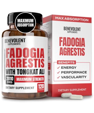 Fadogia Agrestis 1500mg Highest Purity + BioPerine for High Absorption Supplement with Tongkat Ali - Increase Stamina Lean Muscle Growth & Recovery Boosts Drive 3rd Party Tested 120 Capsules