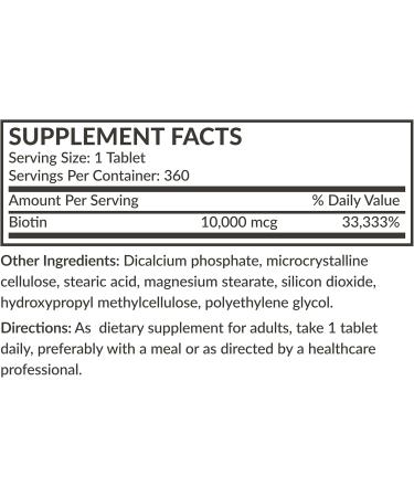 Futurebiotics Biotin 10 000 MCG High Potency Tablets Supports Healthy Hair Skin & Nails & Energy Production Non-GMO 360 Vegetarian Tablets 360 Count (Pack of 1) - Buy Online on GoSupps.com
