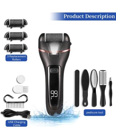 Hoquare Electric Foot File 16 in 1 Hard Skin Remover for Feet Waterproof Foot Scrub Callus Remover with 3 Replacement Rollers LCD Display Rechargeable Professional Pedicure Set Scrubber Care Kit - Buy Online on GoSupps.com