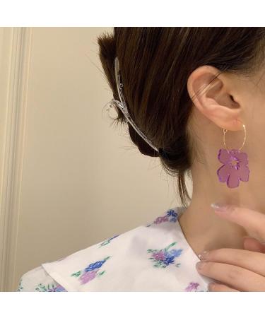 Feylie Flower Charm Earrings | Bohemian Y2K Drop Earrings for Women & Girls | Perfect Summer Festival & Beach Accessory | Unique Party Gift in Violet - Buy Online on GoSupps.com
