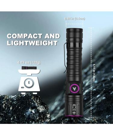 ULTRAFIRE UV 395nm Torch - USB Rechargeable Powerful Ultraviolet LED Black Light Ideal for Resin Curing/Scorpion Detection/Fluorescent Discovery/Pet Urine Disclosure - Pack of 2 - Buy Online on GoSupps.com