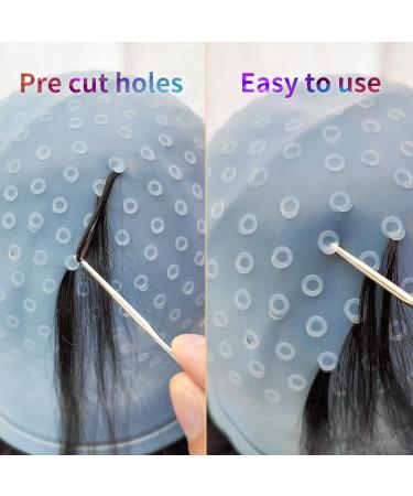 Highlights Cap with Pre Cut Holes Silicone Hair Highlighting Cap for Hair Highlights Dye Cap No Leakage Reusable Highlight Cap Streaking Cap Pre Pierced (Blue) - Buy Online on GoSupps.com