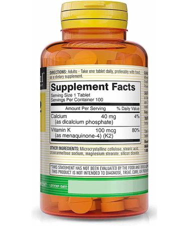 Mason Natural Vitamin K2 100 mcg - 100 Tablets for Bone Health & Heart Support - Buy Online on GoSupps.com