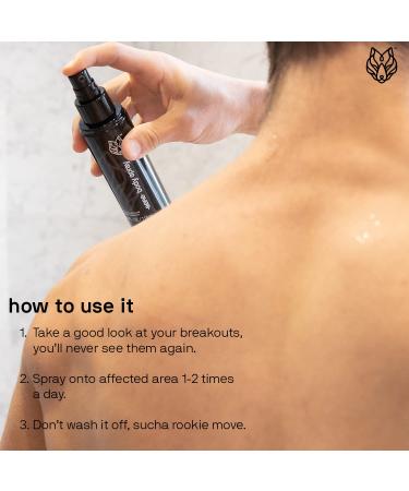 Black Wolf Body Acne Spray - Clear Breakouts & Cleanse Skin with Salicylic Acid - 4 fl oz Quick Dry Formula - Buy Online on GoSupps.com