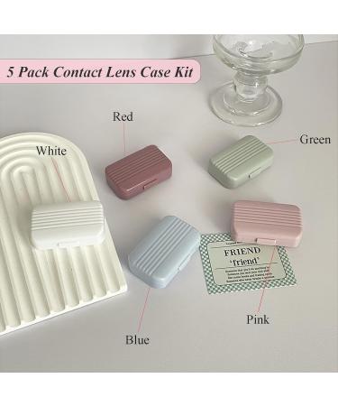 Buy Tekalobr Mini Contact Lens Container Set Colorful Travel Kit with Mirror Remover Tweezers & Solution Bottle | 5-Piece Storage Box for Everyday Use - Buy Online on GoSupps.com