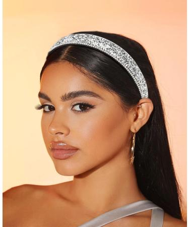 Wecoe 2 Pack Rhinestone Headbands - Black Silver Wide Non Slip Fashion Hair Accessories for Women - Sparkly Diamond Holiday Headband for Wedding, Birthday, Bridal - Girls Bling Headband - Buy Online on GoSupps.com