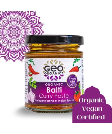 Geo Organics Balti Curry Paste | Organic Curry Paste | 180G | Serves 4 | Vegan Friendly | Authentic Restaurant Recipe Base Pack of 1 Balti Curry Paste 180g (Pack of 1) - Buy Online on GoSupps.com