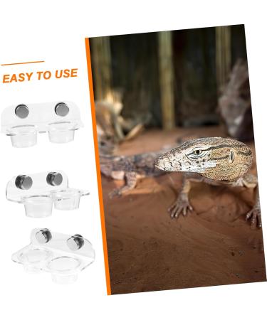 Hohopeti 2 Sets Magnetic Water Feeder Cup Leaopard Tortoise Comida Gecko Crestado Worm Reptile Acrylic - Buy Online on GoSupps.com