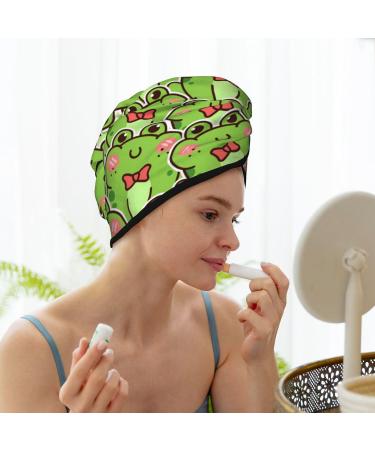 Buy Cute Green Frog Microfiber Hair Towel - Soft Super Absorbent Quick Dry Wrap for Long Curly & Thick Hair - Buy Online on GoSupps.com