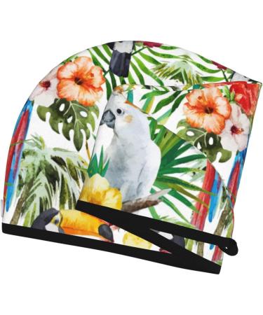 Toucans Parrot Palm Tree Coral Velvet Hair Cap Quick-Dry Towel Wrap for Men & Women | Ideal Travel & Home Use - Buy Online on GoSupps.com