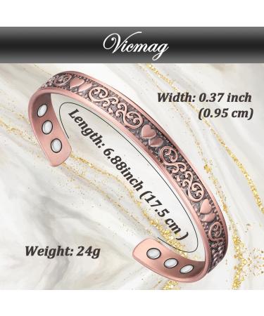 Vicmag Copper Magnetic Bracelet for Women - 99.99% Pure Copper - 6X Ultra Strength Magnets - Adjustable Size - Gift Box Included - Buy Online on GoSupps.com