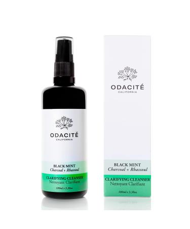 Odacit  Facial Cleanser with Foam - Black Mint Activated Charcoal & Rhassoul Clay Glow Recipe - Facial Moisturizer with Deep Cleanse for Gentle Face Wash to Remove Dirt & Oil  3.38 fl. oz.