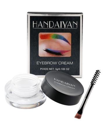 HISUNBEN Eyebrow pomade waterproof eyebrow gel eyebrow pomade with brush durable for dense and naturallooking eyebrows white