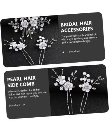 Housoutil 1 Set Wedding Bride Hair Comb Bridal Hair Accessories for Women Pearl Hair Pin Tiara Bridal Hair Side Comb European and American Miss Metal Rhinestone Plastic Hairpin - Buy Online on GoSupps.com