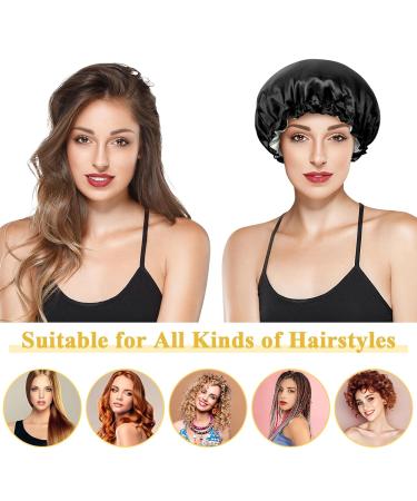 2 Pack Satin Bonnet - Double Layer Silk Sleep Cap for Hair Protection | Adjustable Sleeping Cap for Women & Girls - Buy Online on GoSupps.com