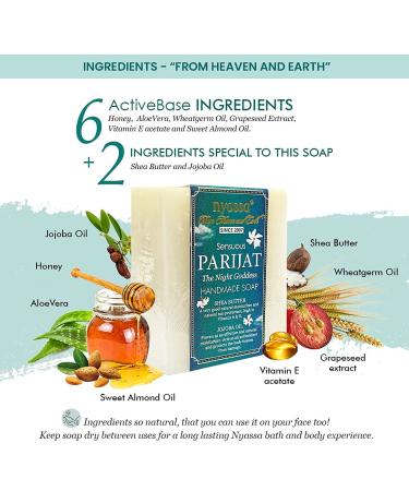 Luxurious Parijat Handmade Natural Soap - Shea Butter & Jojoba Oil Jasmine Fragrance for All Skin Types - 75g - Buy Online on GoSupps.com