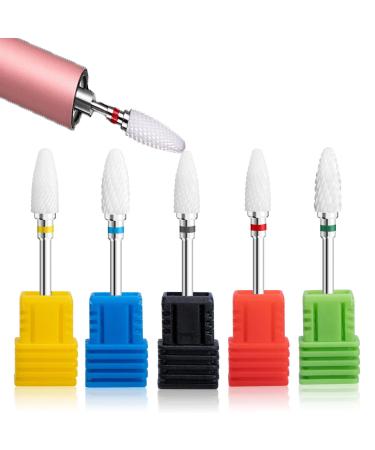 YUEMING 5 pcs Ceramic Nail Drill Bits Set Safety Cuticle Clean Gel Remove 3/32" Professional Grinding Wheel Grinding Head Nail Cutter Tips Set for Manicure Pedicure Nail Care (A) - Buy Online on GoSupps.com