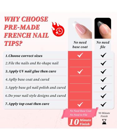 120 Pcs Long French Tip Press On Nails - Square White Tip Full Cover Matte Fake Nails for Women & Girls - Acrylic Glue On Artificial Fingernails - Buy Online on GoSupps.com