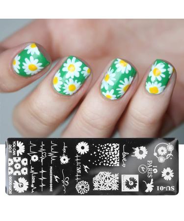 6-Piece Nail Stamping Plates Set with Stamper, Scraper, Chrysanthemum, Coconut Tree, and Leaf Designs - Manicure Nail Art Templates for Flowers - Nail Supplies - Buy Online on GoSupps.com