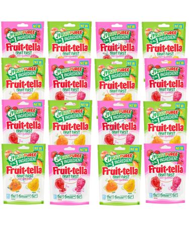 Fruittella Strawberry-Raspberry & Mango-Peach Fun-Shaped Fresh Fruit Flavour Sweet 140g (Pack of 10 Mixed) Mixed Pack of 10