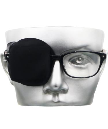 3D Silk Eye Patch for Adults Kids | Medical Eye Patch for Glasses (Balck Right Eye) Black (Right Eye Coverage)