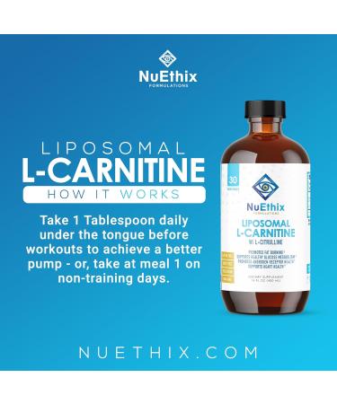 NuEthix Formulations Liposomal L-Carnitine Supplement 600mg & L-Citrulline 1000mg - Healthy Weight Management Fat Metabolism & Energy Boost for Men & Women - International Shipping Available - Buy Online on GoSupps.com
