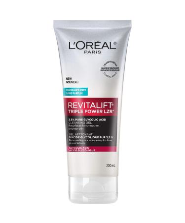 L'Oreal Paris Face Wash Cleansing Gel With 3.5% Pure Glycolic Acid | Revitalift Triple Power Lzr 200 milliliters 3.5% Glycolic Acid Cleanser