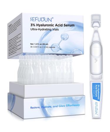 Hyaluronic Acid Serum for Face Ultra Hydrating & Skin Renewal Serum with 4D Hyaluronic Acid 30 Disposable Vials (1.2ml Each) Pre-Makeup Age-Defying for Dry & Sensitive Skin