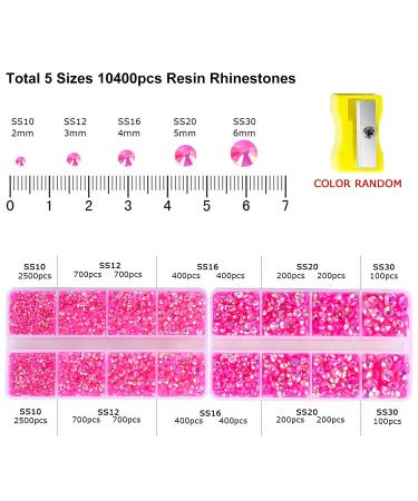 Hot Pink Rhinestones Set with Tools - 10400PCS Jelly Resin Crystals for Nails & Crafts - Non Hotfix Flatback Rhinestones with Sharpener, Tweezer & Picker Pen (Rose AB) - Buy Online on GoSupps.com