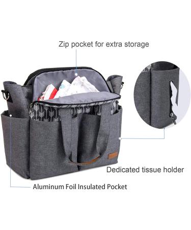 Lekebaby Diaper Bag Tote with Changing Pad - Large Travel Baby Bag for Mom and Dad - Grey - Buy Online on GoSupps.com