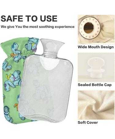 NAANLE Funny T-Rex 2L Transparent Hot Water Bottle | Large Heat & Cold Therapy for Pain Relief - Perfect for Bed & Hand/Foot Use - Buy Online on GoSupps.com