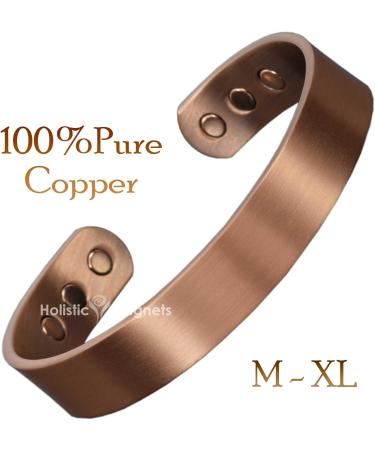 XL Wide Copper Magnetic Bracelet Men Pure Copper Bangle Cuff Holistic Magnetic Band with 6 Strong Neodymium Magnets Adjustable-CB (XL: Wrist 22-24cm/8.6-9.5") - Buy Online on GoSupps.com