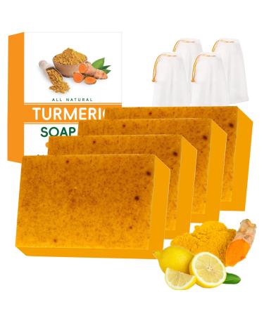 Lemon Turmeric Kojic Soap Kojic and Turmeric Soap Jabon De Curcuma Para Las Manchas TurmericSoap Bar for Face and Body Moisturizing Deep Cleansing 3pcs