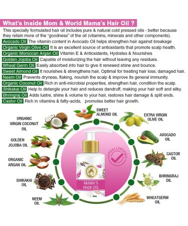 Mom & World Mama's Hair Oil 200ml - 11 Natural Oils for Hair Growth & Nourishment - Buy Online on GoSupps.com