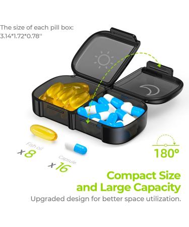 AUVON XL Weekly Pill Organizer & Travel Pill Box | 7-Day AM PM Pill Case with Large Opening & Portable Cloth Bag for Vitamins & Supplements - Buy Online on GoSupps.com