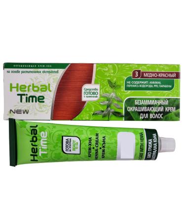 Herbal Time Cream-Henna coloring N 3 Copper-red "Herbal Time" No ammonia without sulfates without parabens (75 ml) Cream-Henna coloring N 3 copper-red