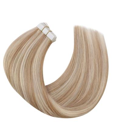 Moresoo 12 Tape In Extensions - #P14/613 Caramel & Platinum Blonde Real Human Hair - 20 Pieces 30g Silky Invisible Tape Extensions - Buy Online on GoSupps.com