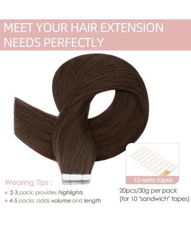 High-Quality Real Hair Tape-In Extensions - 20 Pieces 30g 45cm - Medium Brown #04 - Buy Online on GoSupps.com
