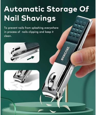 Nail Clippers with Catcher/Stainless Steel Heavy Duty Fingernail and Built-in Nail File for Men & Women/Ergonomic Handle with Wide Jaws for Thick Nails/includes Leather Storage Bag Key Ring.GENPAR Green01 - Buy Online on GoSupps.com