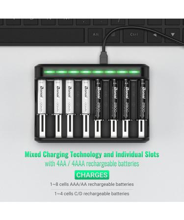 BONAI Rechargeable AA AAA Batteries 4 Pack - 2800mAh AA & 1100mAh AAA NiMH with Smart Charger - Best for Eco-Friendly Energy Solutions - Buy Online on GoSupps.com