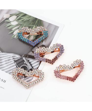 4 Pack Gold Glitter Heart Rhinestone French Barrettes for Women & Girls - Buy Online on GoSupps.com